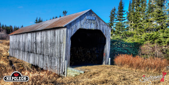 An old covered bridge a short walk away